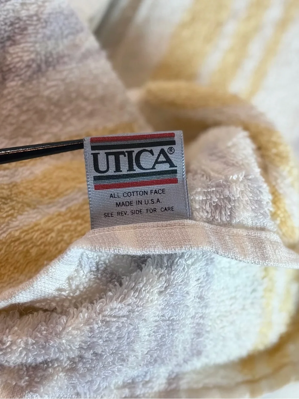 Vintage Utica MCM 3 Piece Striped Bath Towel Set